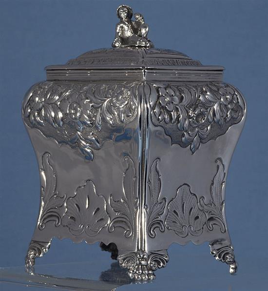 A George IV silver tea caddy and cover, by Thomas Blagden & Co, height 140mm, weight 8oz/249grams.